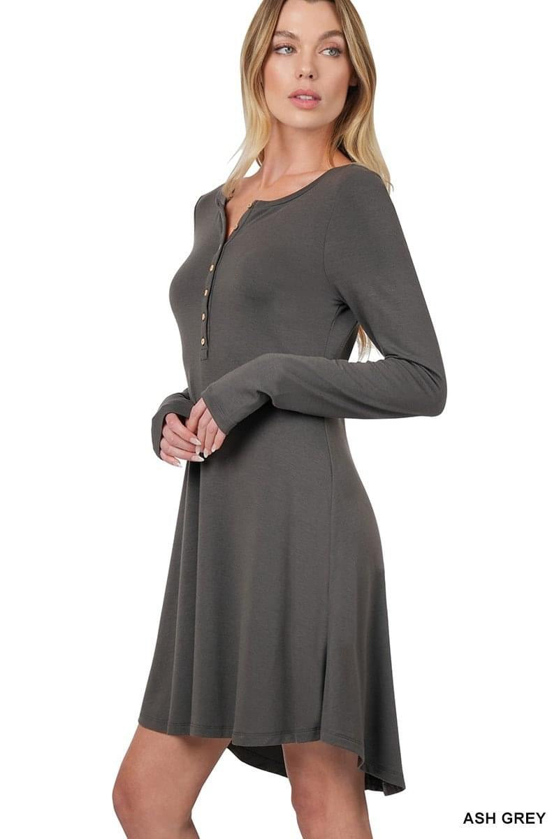 Buttoned Down Dress - Charcoal