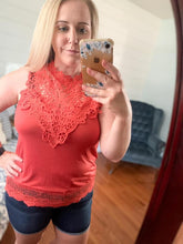 Load image into Gallery viewer, Lace Collar Tank - Rust