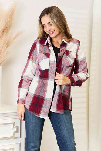 Plaid Button Up Flannel Shirt Jacket